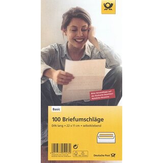 100 Umschlge DIN lang wei selbstklebend ohne Fenster