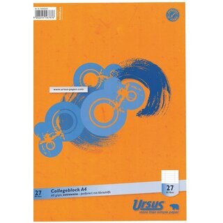 Ursus Basic 040993027 Collegeblock LIN27 A4 80 Blatt 60g/qm 9mm liniert mit Rand