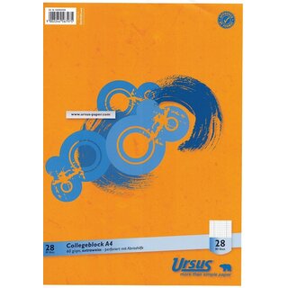 Ursus Basic Collegeblock LIN28 A4 80 Blatt 60g/qm 5mm kariert mit Randlinien